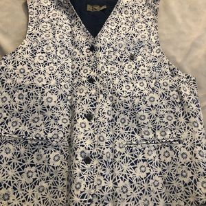 Calvin Klein White blue floral vest with tie on back